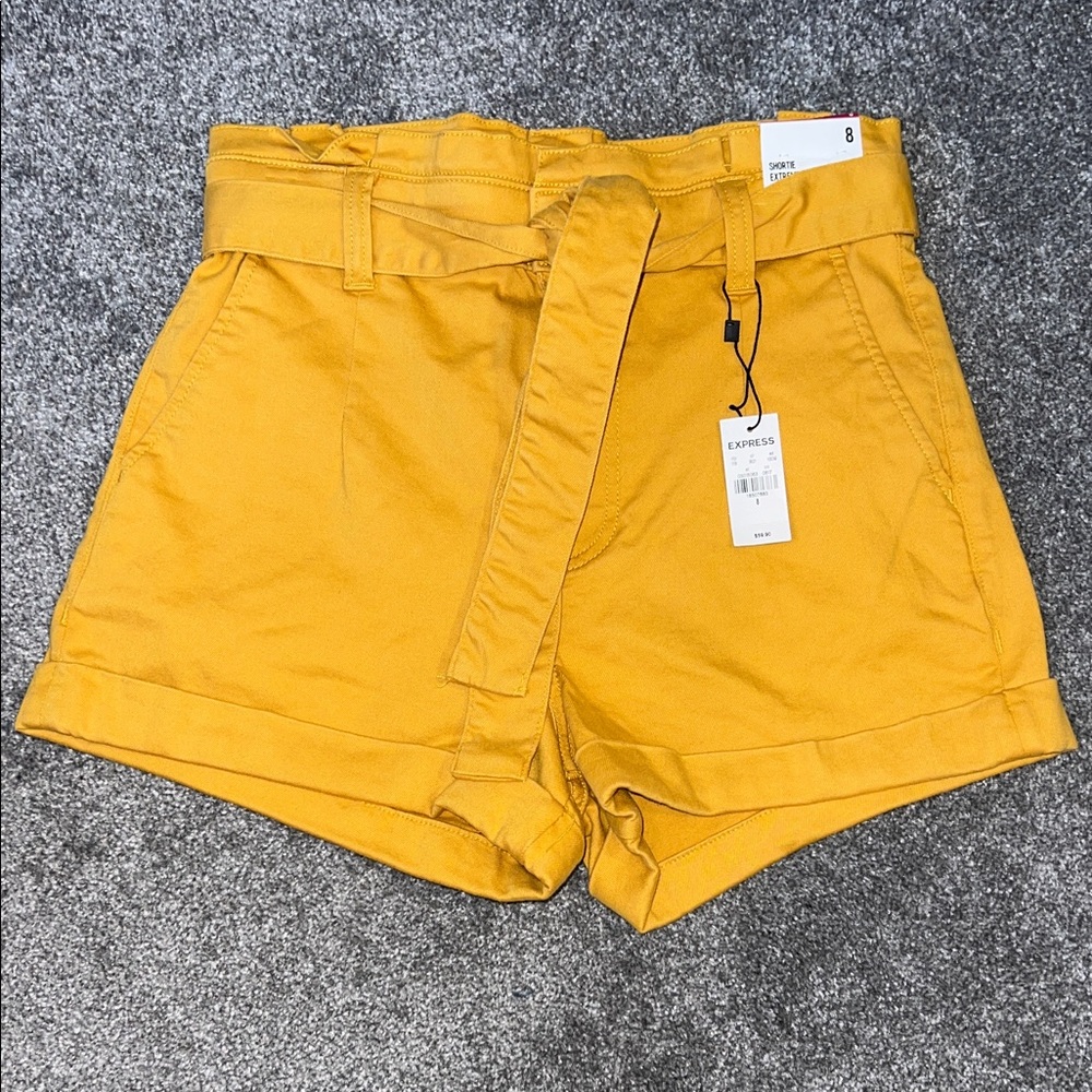 Express High Waist Yellow Shorts
